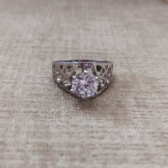 Silver Tone Cubic Zirconia Ring - Picture 2 of 12